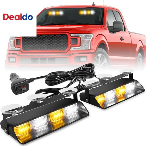 48 LED Emergency Dash Strobe Lights Amber White Warning Light Bar 12V — image 8