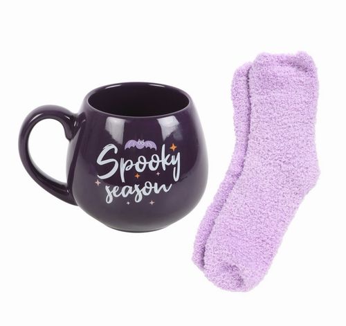 Spooky Season 2pc Purple Ceramic Mug & Socks Set — image 1