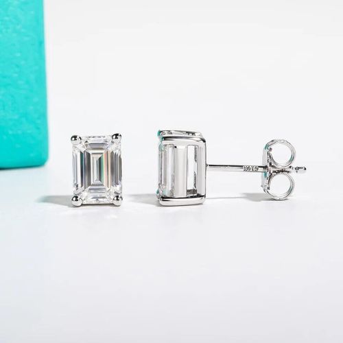 1ct Emerald Cut Earrings Diamond Test Pass Lab-Created VVS1/D/Excellent — image 3