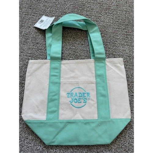 Trader Joe's Mini Pastel Canvas Tote Bag Mini Tote Reusable Pink/Purple/Blue