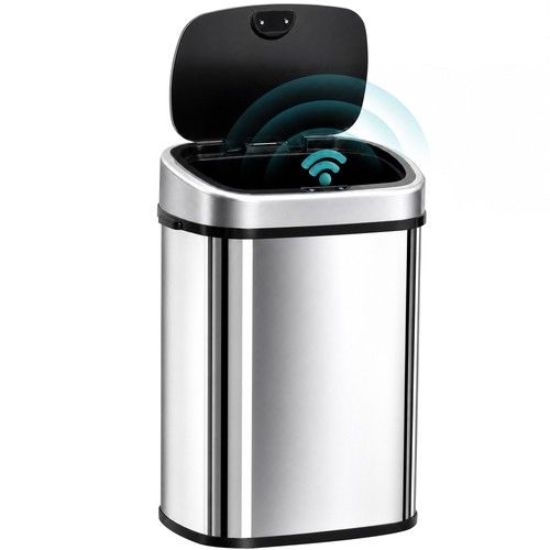 HOMCOM Sensor Dustbin Touchless Trash Can Automatic Stainless Steel 58L