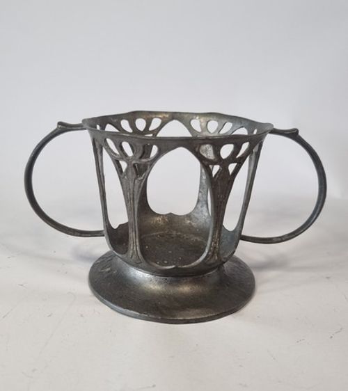 Antique Liberty Tudric Art Nouveau Pewter Glass Cup Holder No Liner