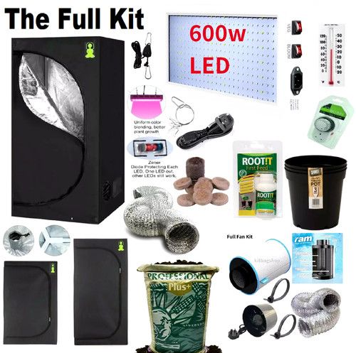 Complete Grow Tent Kit Set Up 600w Led grow light indoors hydroponics room SIZES