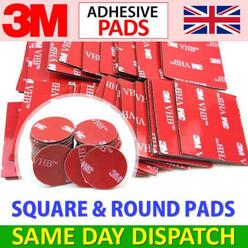 3M DOUBLE SIDED STICKY PADS Strong Heavy VHB Adhesive Mounting Tape Square Round — image 1