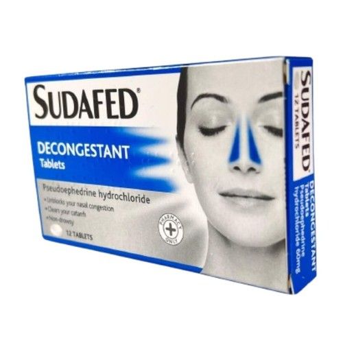 Sudafed Decongestant Tablets 12 - Treats Blocked/Stuffy Nose - Non-Drowsy -