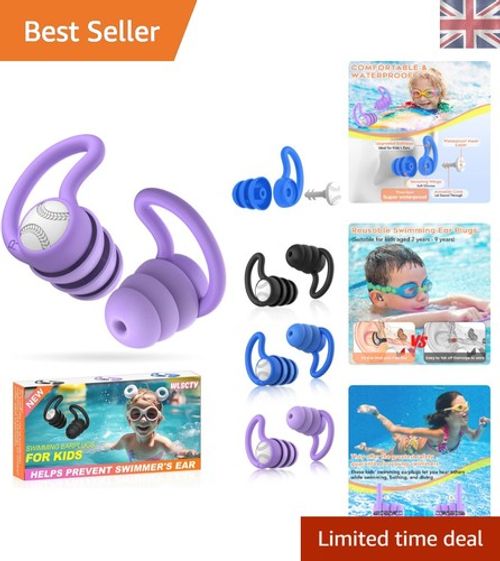 Kids' Waterproof Silicone Ear Plugs – 3 Pairs for Safe Water Activities