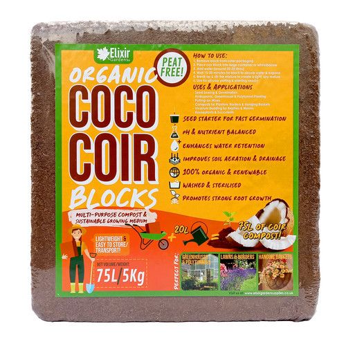 1L, 10L & 75L Organic Coir Coco Compost Blocks | Peat-Free Natural Growing Media