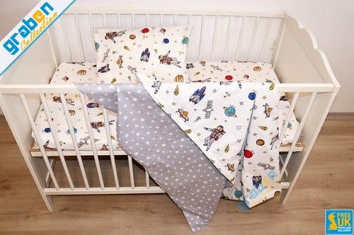 100% COTTON POPLIN BEDDING SET FOR Cot Bed, Duvet Cover&Pillowcase 100cm x 135cm