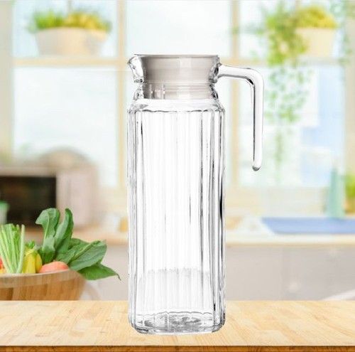 Slim Glass Fridge Jug With Lid 900ml Fridge Door Pitcher Jug Milk Water Juice