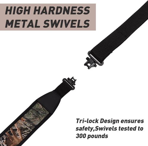 Camouflage 2 Points Rifle Gun Sling with Swivels Durable Shoulder Padded Strap — image 3
