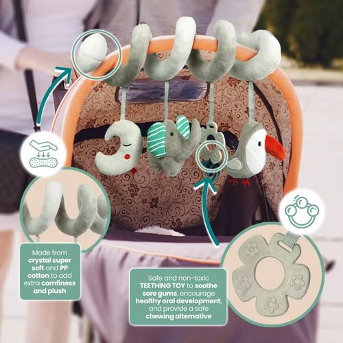 Newborn Grey Activity Spiral Stroller Car Seat Hanging Rattles Teether Toy 0-12m — image 3
