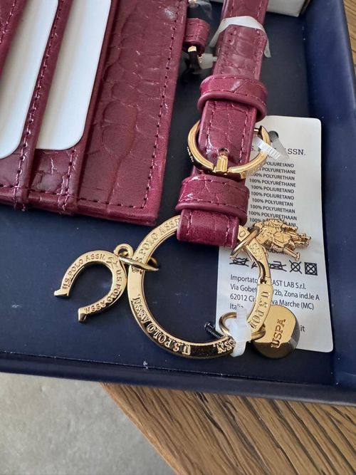 U.S. Polo Assn. Women’s Bordeaux Croc Pattern Wallet/Card Holder & Keyring Set — image 2