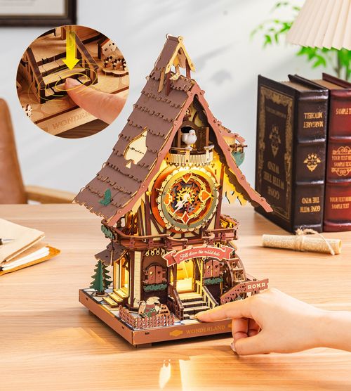 ROKR 3D Wooden Puzzle Cuckoo Clock Mechanical DIY Model Kit Home Decor Xmas Gift — image 8