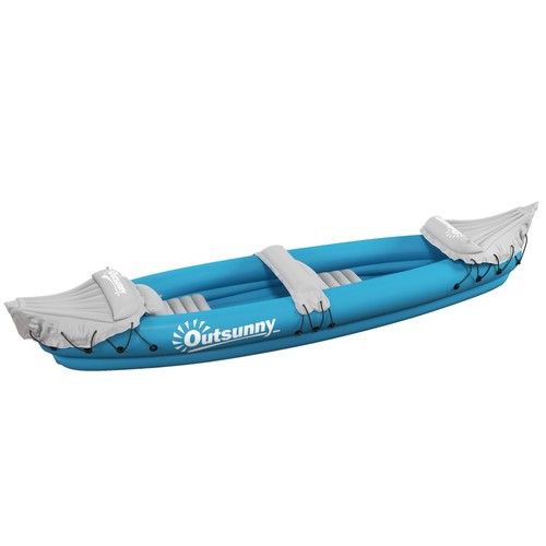 Inflatable Kayak Two Person Inflatable Canoe Boat Set with Air Pump Blue