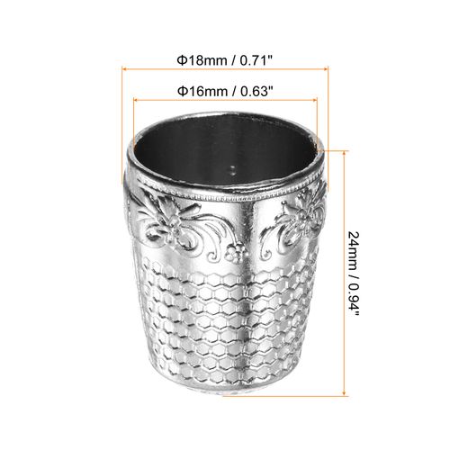 4pcs Sewing Thimble Copper Sewing Thimble Finger Protector, Silver Tone — image 2