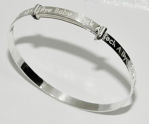 Sterling Silver "Rock A Bye Baby" Expanding Baby Bangle -  NEW - Gift Boxed — image 3