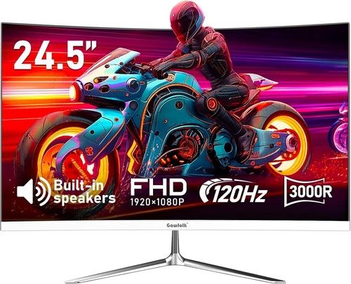 Gawfolk 24 Inch Curved Gaming Monitor, Built-in Speakers, 120Hz,1920x1080P BLACK