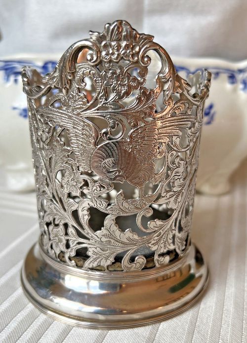 Antique Solid Silver ornated Wine Coaster or Vase, German? Dutch? — image 1