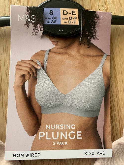 M&S Nursing Bra 2 Pack Maternity Bras Plunge Style Internal Sling Size 8 D - E — image 7