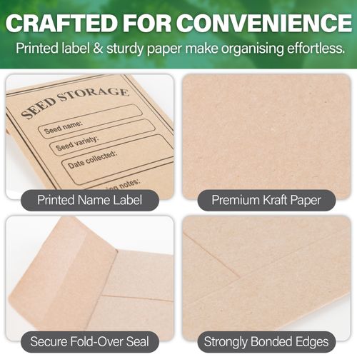 STOWBERRY - 50 x SEED ENVELOPES SELF-ADHESIVE SEED STORAGE PACKETS 10.5 x 8CM — image 3