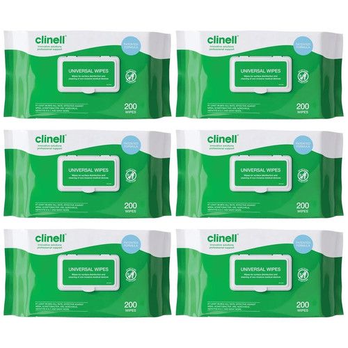 Clinell Universal Antibacterial Wipes 6 x 200 Pack (Cleaning / Disinfecting)