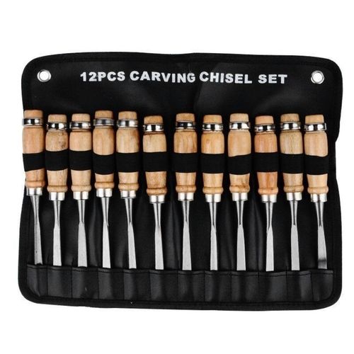 12Pcs Professional Wood Carving Hand Chisel Tool Set Woodworking Gouges Steel — image 8