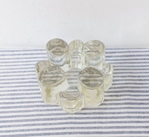 Retro Mid Century Heavy Clear Glass Round Candle Holder Pot Warmer For Tea Light