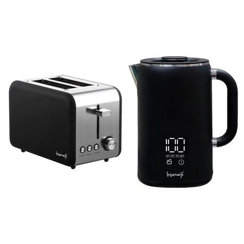 LEISUREWIZE SLEEK TOASTER & KETTLE 1.7L SET BLACK CAMPER CARAVAN MOTORHOME BOAT