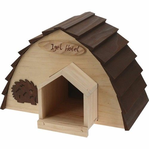 Wooden Hedgehog House Hibernation Box w/ Roof Nature Shelter Home