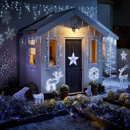 CHRISTMAS LED WHITE SNOWING ICICLE BRIGHT PARTY WEDDING XMAS OUTDOOR LIGHTS — image 2