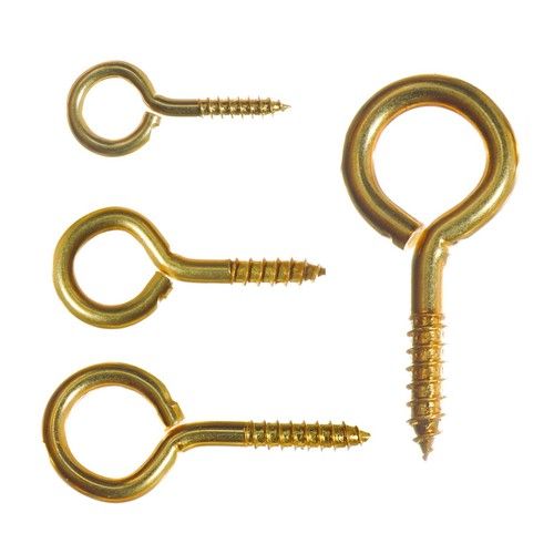 HEAVY DUTY Brass SCREW EYE Hooks 18mm - 75mm Wall Curtain Eyelet Vine Hook Loop