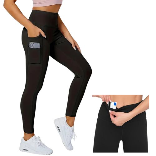 Women Leggings High Waist Gym Fitness Sports Running Stretch Yoga Pants Pockets — image 1