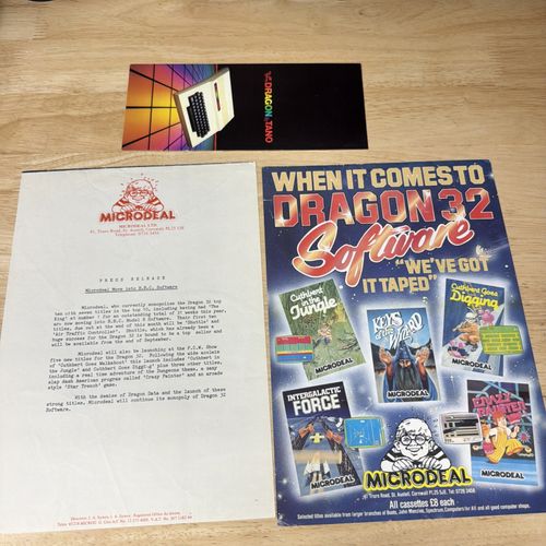 Vintage Microdeal Dragon 32 Software Press Kit Brochure Press Release 1980s — image 1