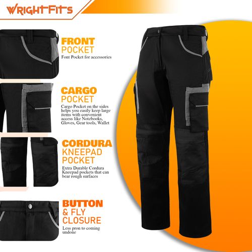 Work Trousers Men's Heavy Duty Cargo Black & Grey Combat Pants with Multi Pocket — image 3