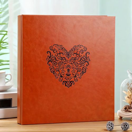 5Inch Photo Album 500 Photos Large Capacity Slip Pockets PU Leather Cover Orange — image 4