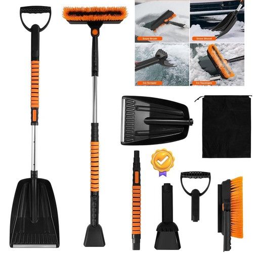 5 in 1 Snow Shovel Heavy Duty Metal Head Handle Collapsible Snow Mud Car Travel