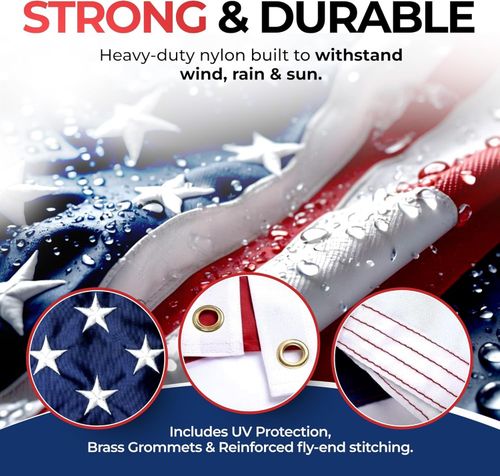 US American Flag 3x5 Embroidered Stars Reinforced Heavy-Duty United States Flag — image 3