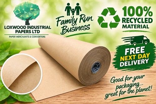 Brown Kraft Paper Roll 500mm x 200m 100gsm Heavy Duty Postal Wrapping Packaging