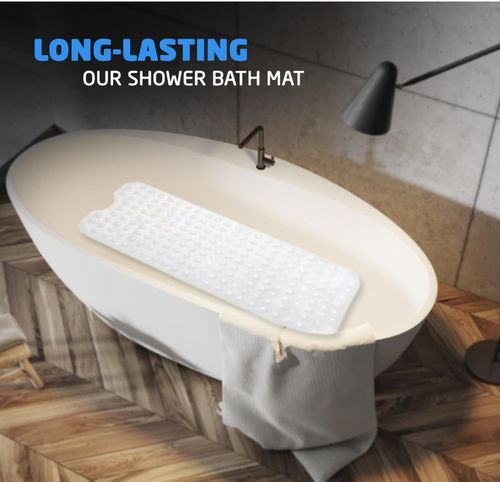 Non Slip Shower Mat Extra Long 100x40cm Clear Bath Mat Anti Mould Suction Cups — image 5