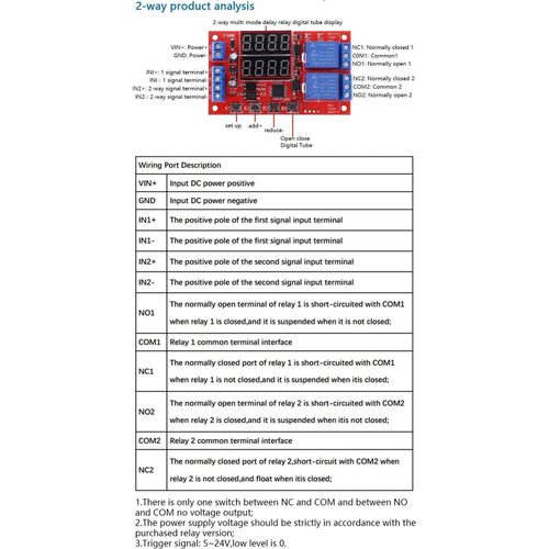 Dual Channel Time Delay Relay 12V 10A Module 32 Working Modes Timer Circuit — image 10