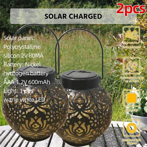 2 Pack Solar Lantern Lights Hanging Outdoor Solar Light for Patio Table Garden — image 4