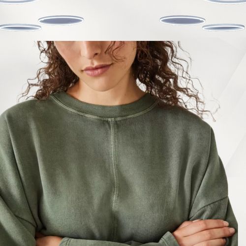 Ex Hush Women's Sweatshirt Green Long Sleeve Seam Detail Cotton (Defect) — image 5