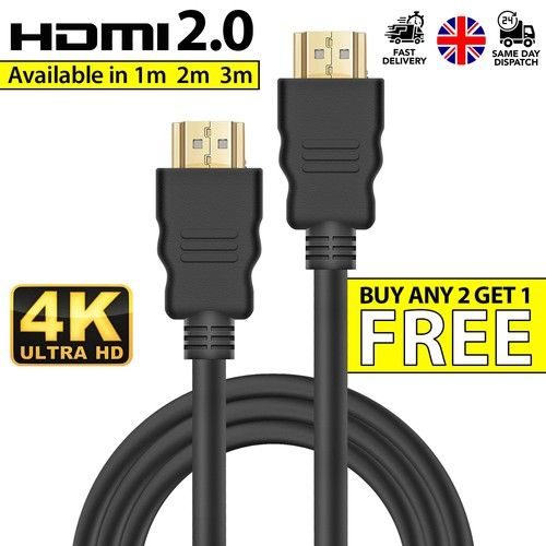 4K HDMI CABLE 2.0 HIGH SPEED GOLD PLATED FAST LEAD HD  2160P 3D HDTV 1080P 1m2m3