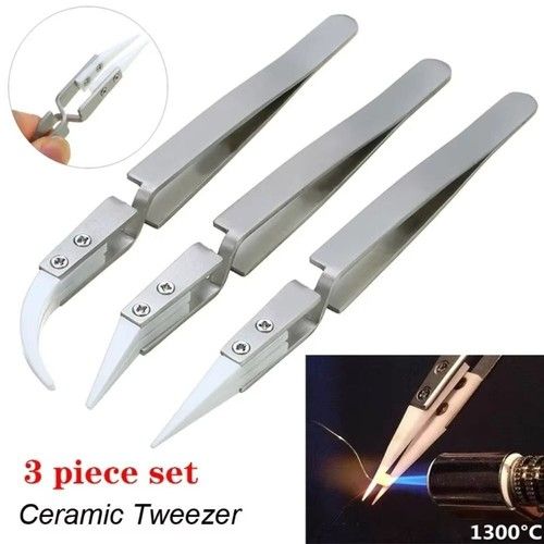 3 PCS Ceramic Tweezer Soldering Tweezers Anti-Static Tweezers Hand Tool