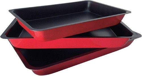 Oven Tray Set Baking Roasting Trays Non Stick Cake Tins Cooking Carbon Steel Pan