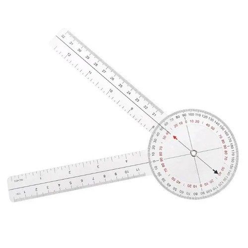 Physio Goniometer Angle Protractor Inches Ruler Joint Bend Measure Medical Clear