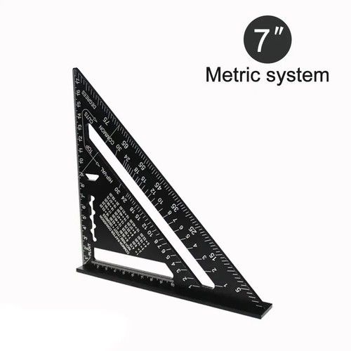 7" Aluminium Alloy Triangle Ruler | Metric Inch Speed Square Woodworking Tool