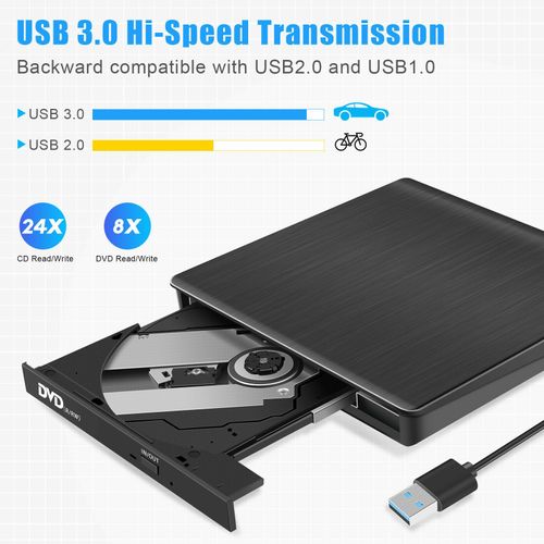USB External CD Burner DVD/CD Reader Player for Windows Mac Laptop Computer — image 8