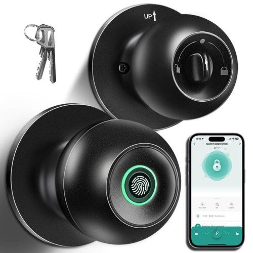 Multifunction Keyless Entry Smart Door Knob Lock Silent Fingerprint Auto App Key