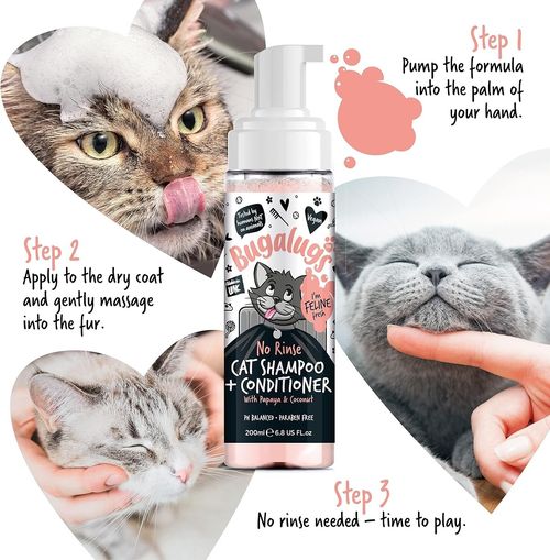 No Rinse Cat Shampoo Grooming Bugalugs Brush Through Conditioner Papaya Coconut — image 4